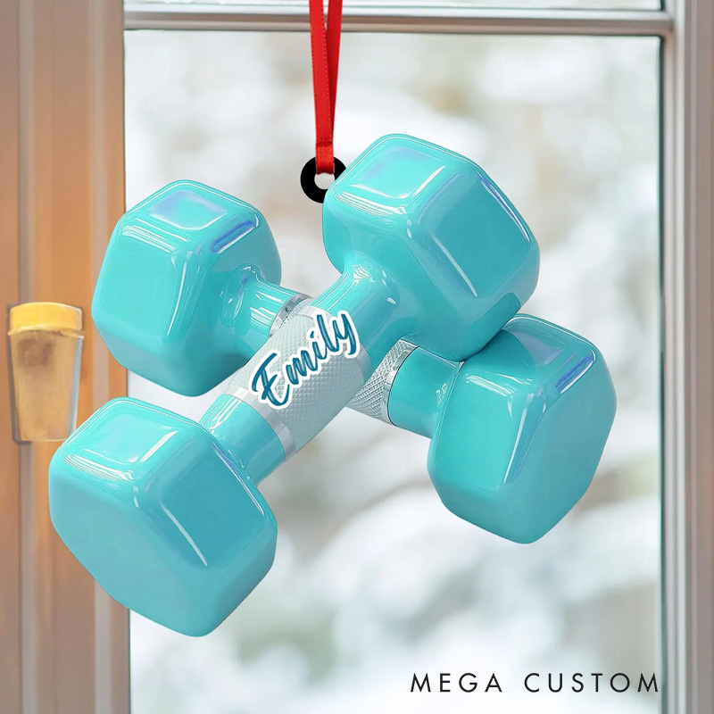 Personalized Custom Name Pink Dumbbell Ornament Fitness Keepsake Fitness Lovers Gifts for Gym Lovers