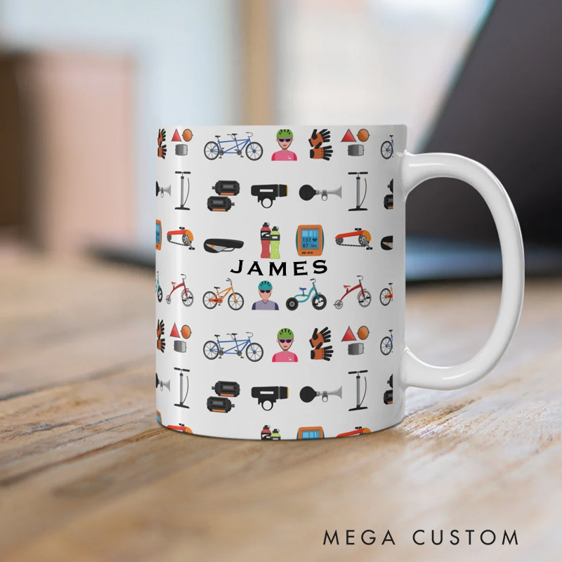 Personalized Cycling Coffee Mug Cyclist Mug Bicycle Coffee Cup Bicycle Tea Cup Bicycle Ceramic Mug Gift For Him