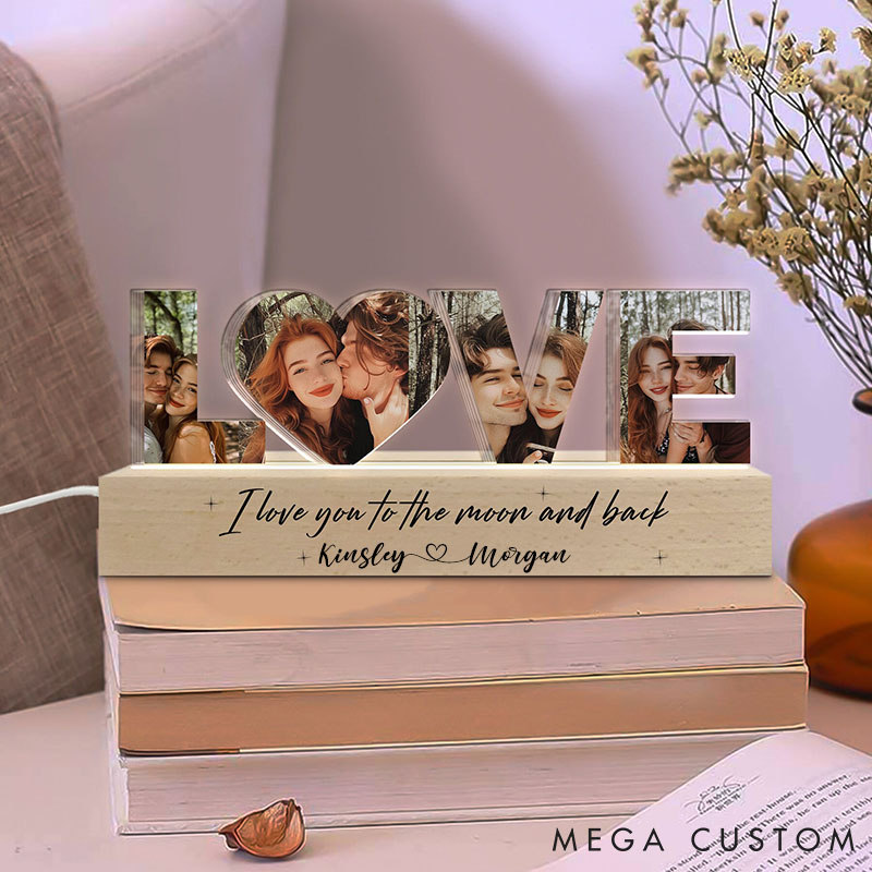Personalized Couple Photo LOVE Collage Night Light Custom Night Lamp from Your Own Picture First Christmas Gift for Girlfriend Valentine's Day Gift