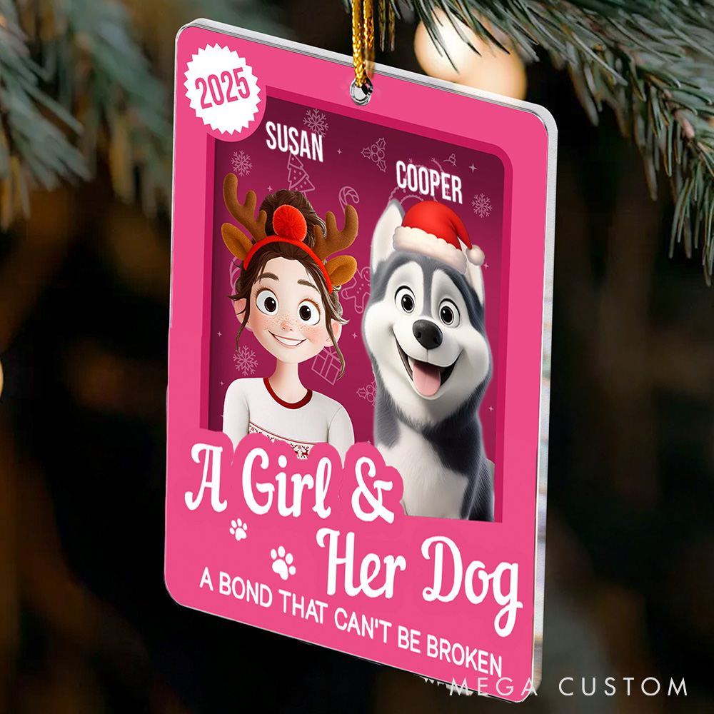 Personalized Dog Lover a Girl Her Dogs has Unbreakable Bond Toy Box Ornament