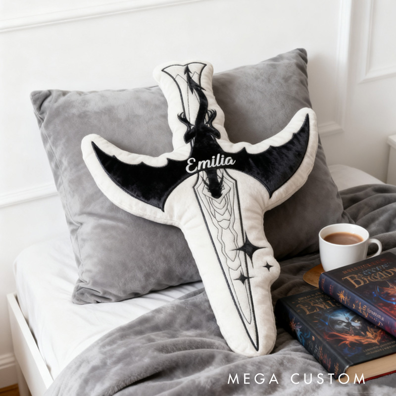 Personalized Violets Dagger Throw Pillow Dragon Sward Pillow Fantasy Book Lover Pillow with Name for Reader Bookworm Gift for Reading Lover Pillow