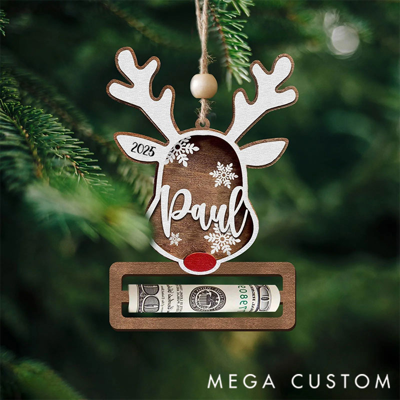Personalized Reindeer Money Holder Christmas Ornament, Tree Christmas Gifts