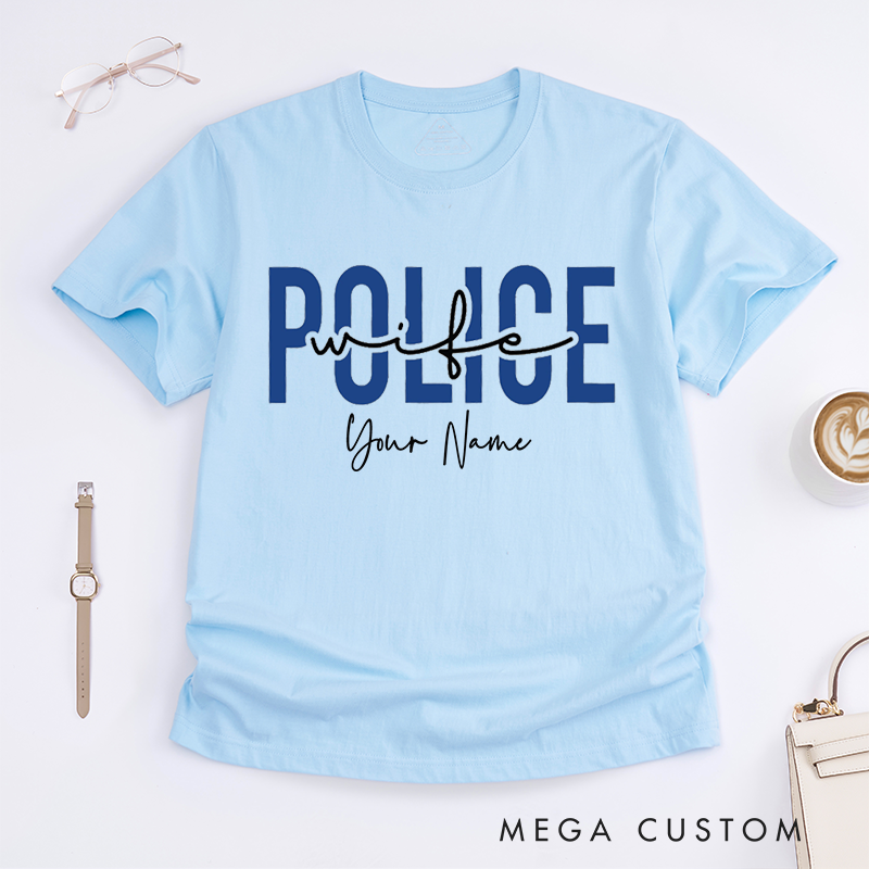 Personalized Policeman Wife with Minimalist and Elegant Style Design Gift for Wife Police Officer T-Shirt