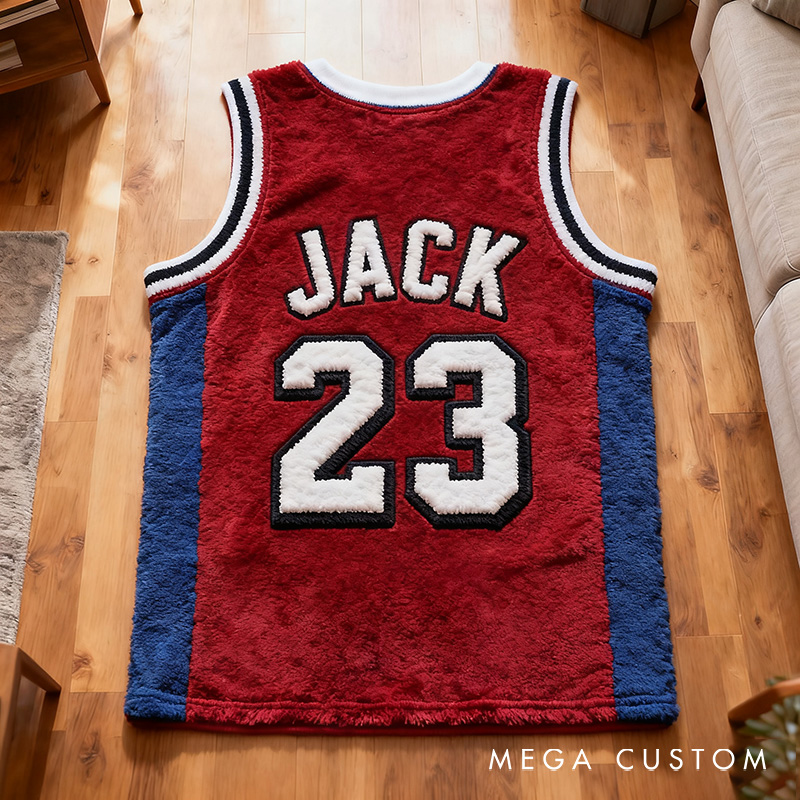Personalized Basketball Jersey Rug with Custom Name and Number for Fans and Players