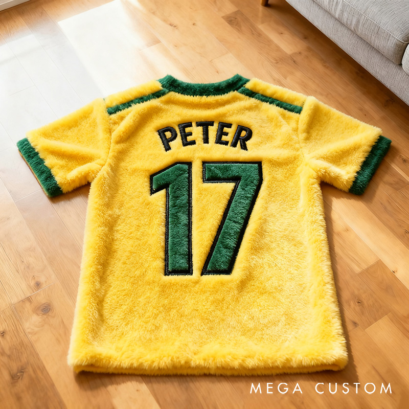 Personalized Soccer Jersey Rug with Custom Name and Number for Fans and Players