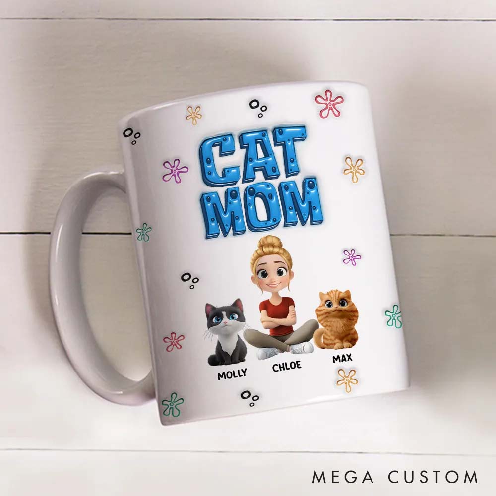 Personalized Cat Lover Sponge Cat Mom Mugs