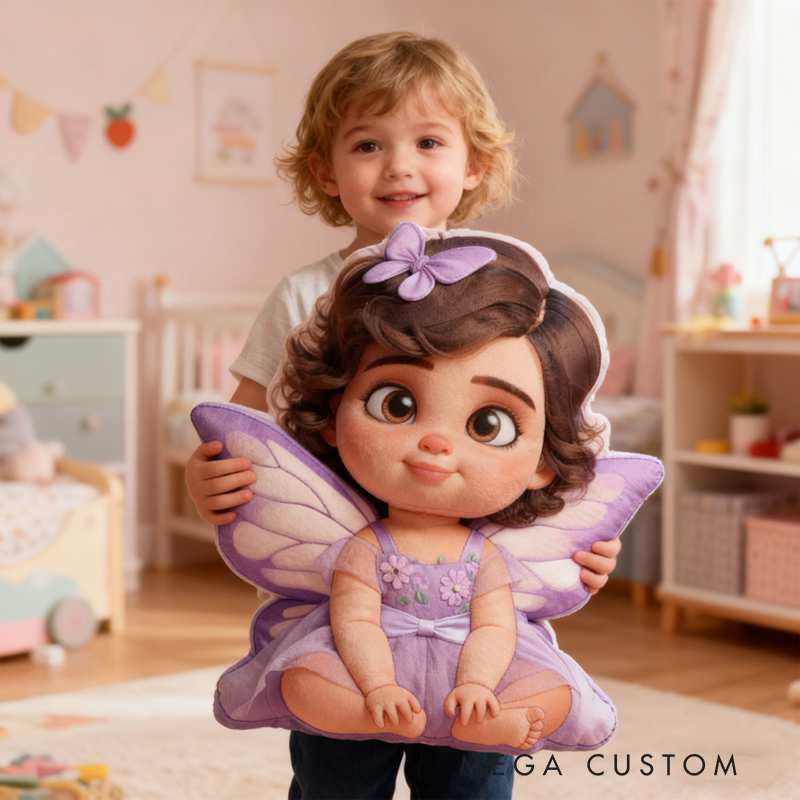 Personalized Pink Fairy Girl Custom Name Soft Decorative Gift Magical Fantasy Style Cozy Bedroom Cute Dream Lovely Sparkle Wings Sweet Magic Graphic 3D Print Pillow