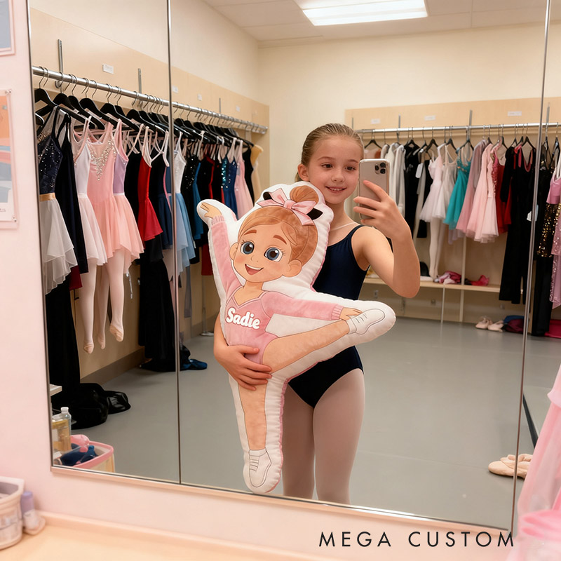 Personalized Gymnastics Pillow with Your Name Soft Stuffed Toy for Kids Unique Decorative Cushion for Girls' Room