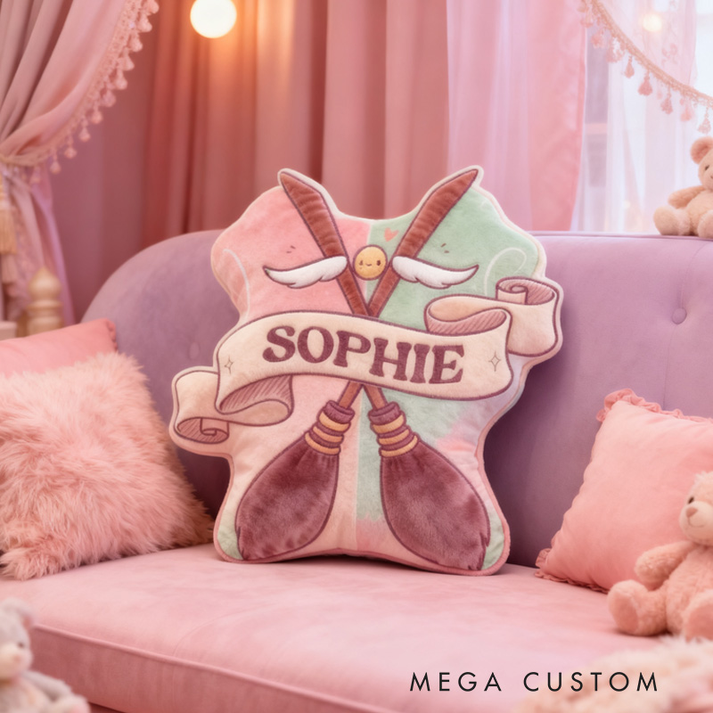 Personalized Sweep Throw Pillow Bookworm Magic Book Lover Pillow with Name Bookish Pillow Gift for Kids Fantasy Book Lover