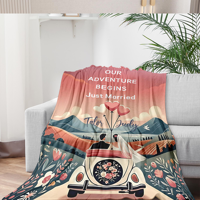 Personalized Couple Wedding Blanket Couple Throw Blanket with Names Personalized Romantic Gift for Newlyweds Bridal Shower Anniversary Just Married