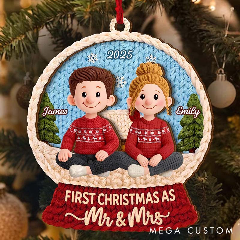 Personalized Couple First Christmas as Mr and Mrs Ornament Custom Newlywed Ornament Gift for Husband Wife 2D Flat Acrylic Ornament