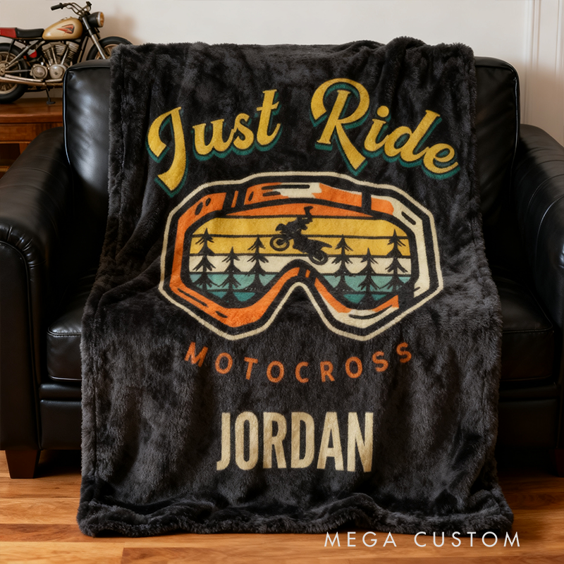 Personalized Motocross Blanket Custom Name Dirt Bike Blanket for Riders Motocross Fans and Racing Lovers