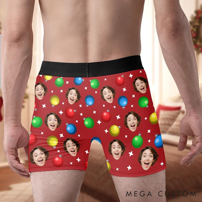 Personalized Girlfriend Wife Face Boxer Briefs Men Christmas Underwear with Women Face Photo Xmas Gift for Boyfriend Husband Groom Gift from Bride