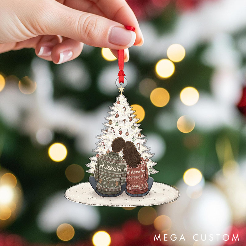 Personalized Couple Christmas Ornament Christmas Tree Decoration with Names and Holiday Sweaters Couple Holiday Ornament