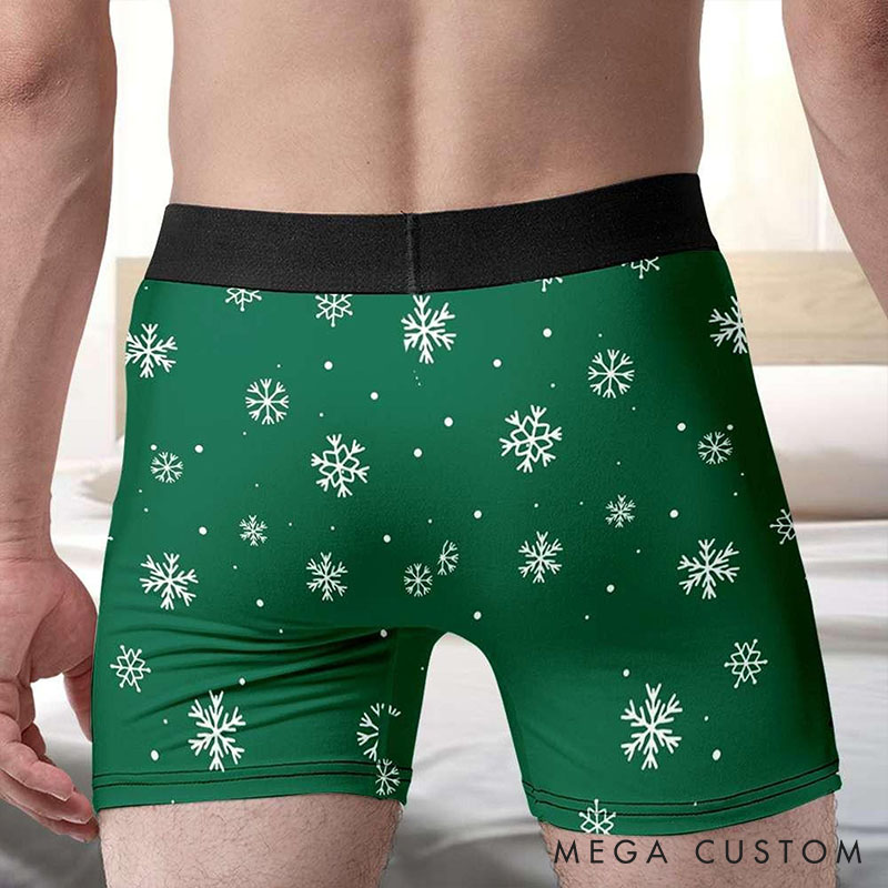 Personalized Girlfriend Wife Face Boxer Briefs Men Christmas Underwear with Face Photo Not Only The Mistletoe Was Hung Xmas Gift for Boyfriend Husband
