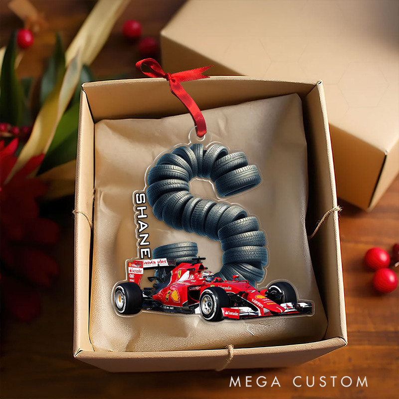 Personalized Racing Car Ornament Custom Initial or Name Sports Car Christmas Decoration Gift for Racing Fans