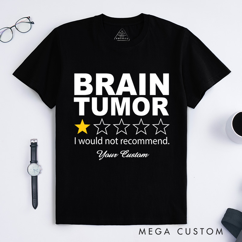 Personalized Brain Tumor Warrior Brain Cancer Support Survivor Gray Ribbon T-Shirt