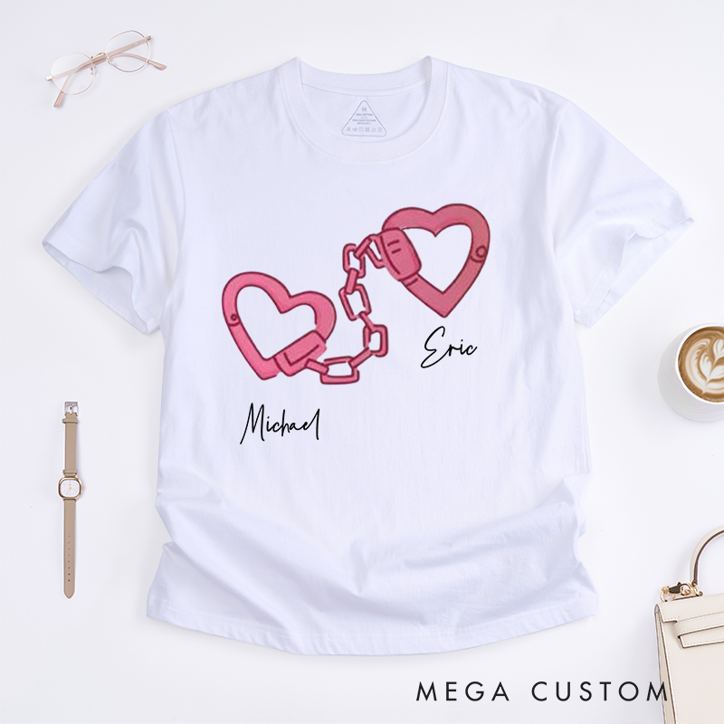 Personalized Police Heart Handcuffs Design with Romantic and Playful Style Gift for Wife Police Officer T-Shirt