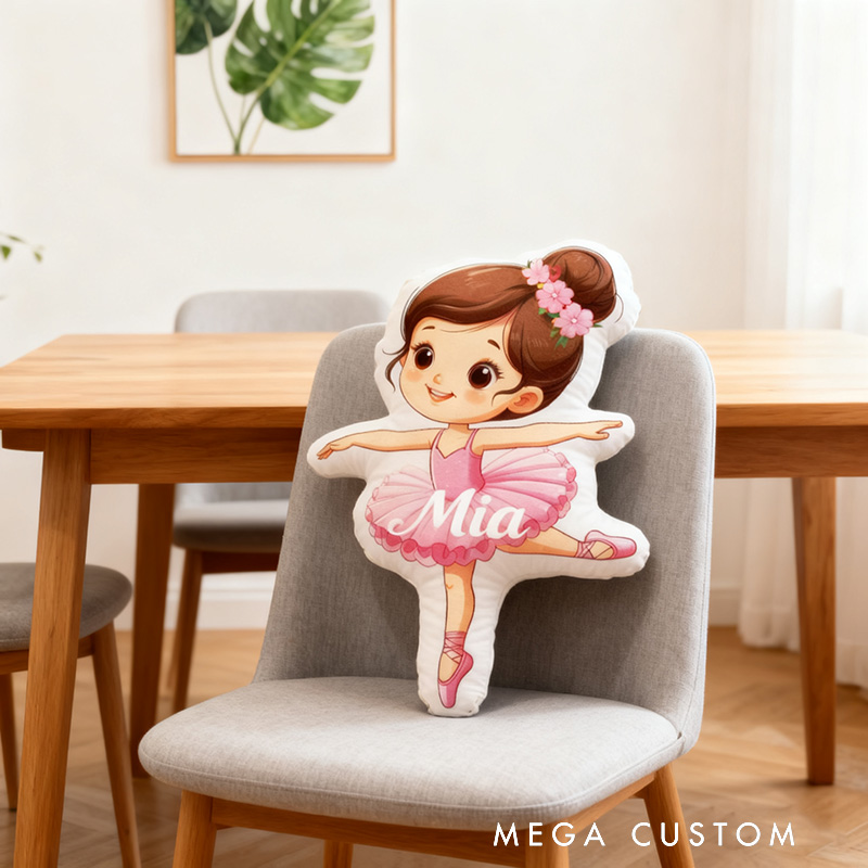 Personalized Ballet Girl Pillow with Your Name Soft Stuffed Toy for Kids Unique Decorative Cushion for Girls' Room and Dance Studio