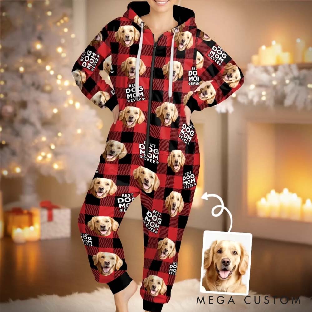 Personalized Pet Lover Photo Christmas Birthday with Paws Adult Onesie