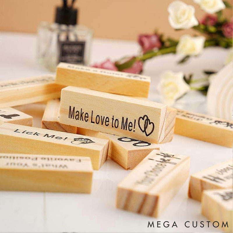 Personalized Couple Date Night Block 48 pcs Tower Game Couple Tumbling Tower Game Funny Adult Drunk Game Anniversary Valentine's Day Gift for Him Her