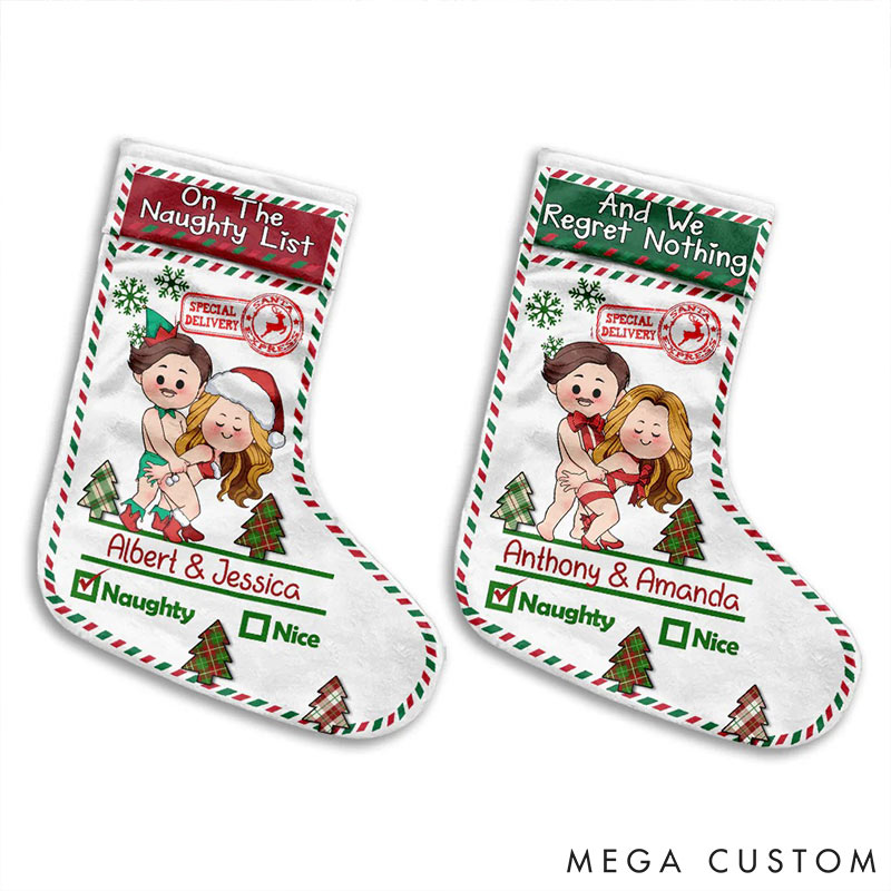 Personalized Couple Naughty or Nice Couple Christmas Stockings Sex Couple Love Position Christmas Stockings Gift for Couple for Husband Wife
