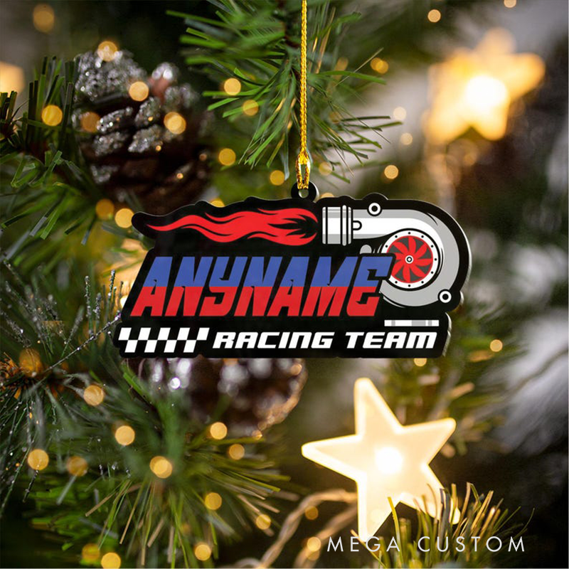 Personalized Racing Name Ornament Custom Speedy Motorsport Christmas Decoration for Car Lovers and Drift Fans