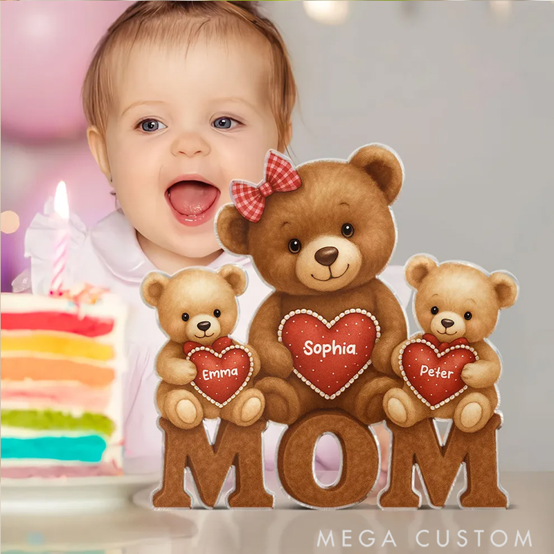 Personalized Mama Bear Custom Shape Acrylic Plaque Christmas Gift for Mom