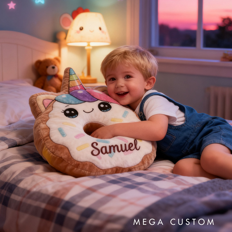 Personalized Cute Horse Donut Throw Pillow Graphic 3D Print Donut Pillow with Name for Kids Boys Girls Baker Gift 