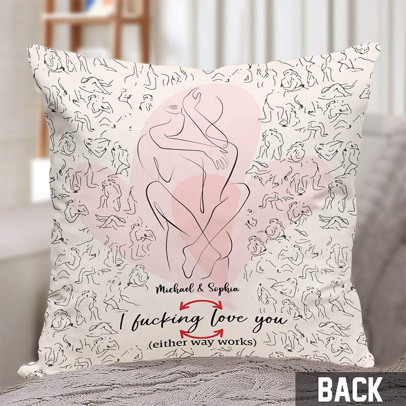 Personalized Couple I Fucking Love You Pillow Custom Names Love Position Newlyweds Couple Home Pillow Romantic Anniversaries Gift for Husband Wife
