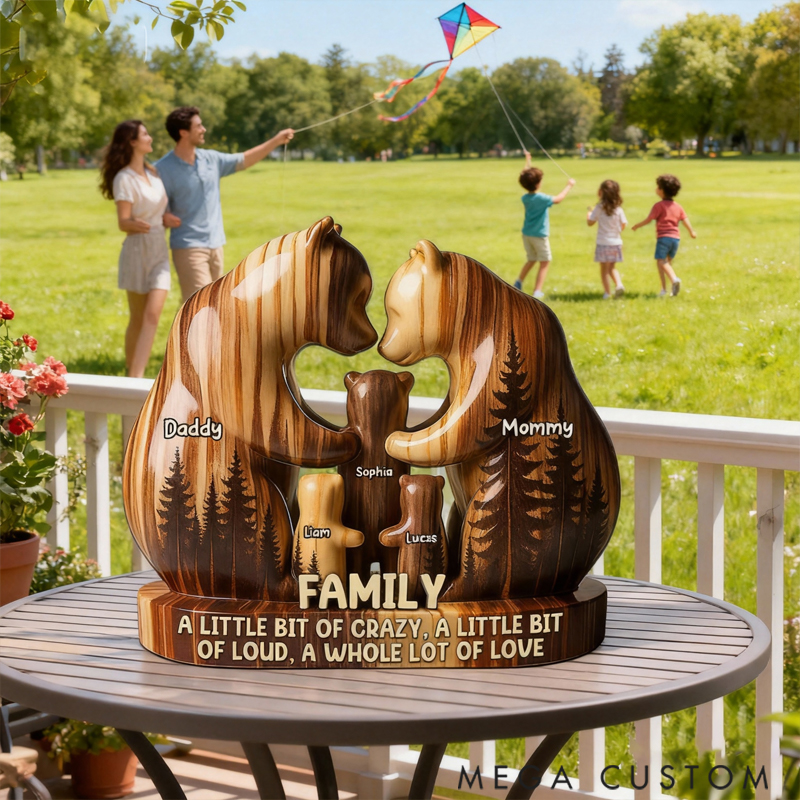 Personalized Custom Shape Acrylic Plaque for Lovely Bear Family Christmas Gift