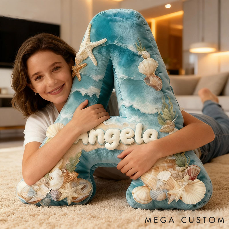 Personalized Seaglass Style Pillow Custom Ocean Style Pillow 3D Graphic Print Home Decor Throw Pillow for Girl Friend Beach Keepsake Pillow