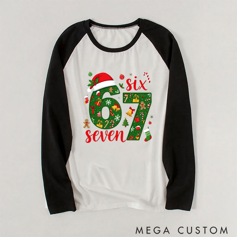 Personalized Six Seven Christmas Hat Theme Fashion Print, Comfortable Soft Fabric, Holiday Christmas Gift Essential Pajamas Gift for Family