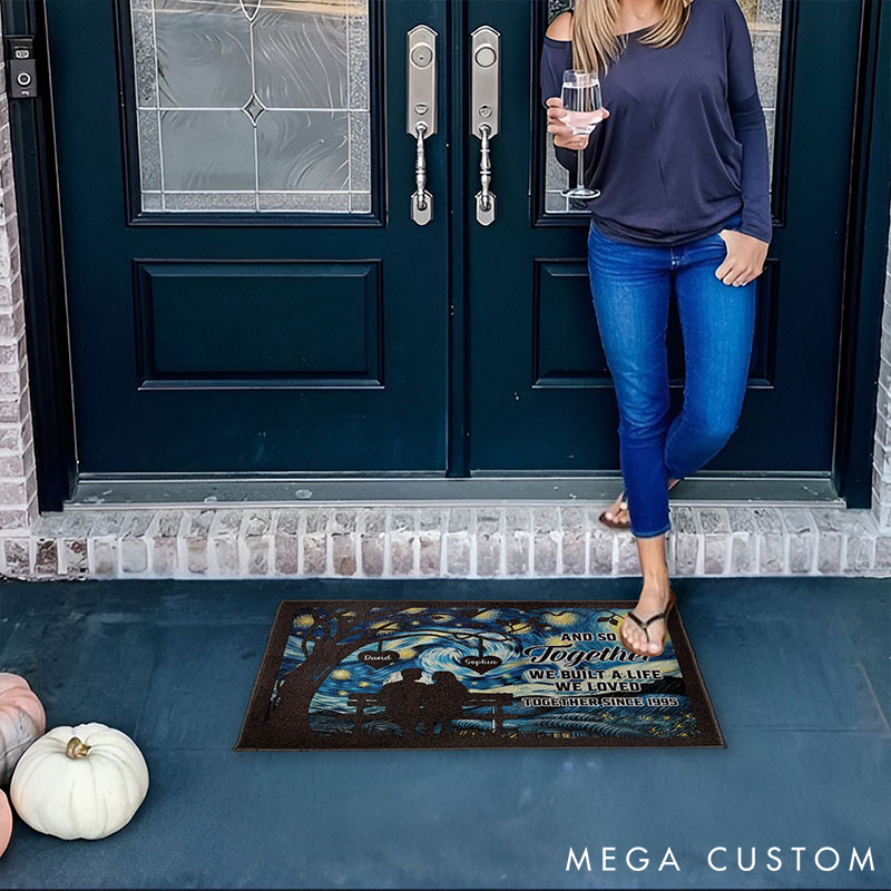 Personalized Starry Night Blanket Together We Built A Life We Loved Custom Couple Doormat Holiday Gift for Couples