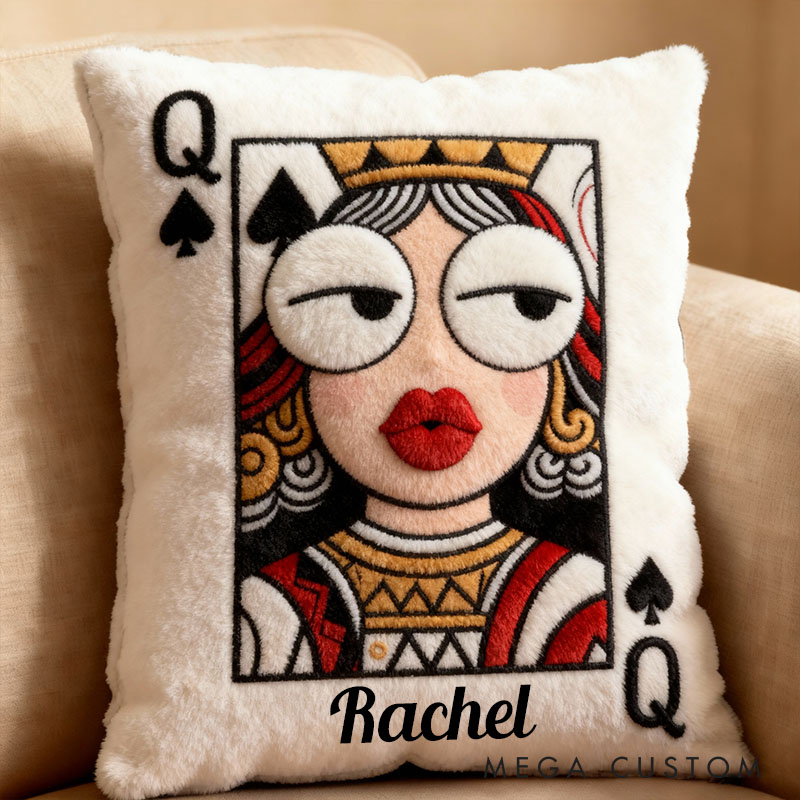 Personalized Couple Poker King and Queen Graphic 3D Print Pillow Custom Newlyweds Cushion First Christmas Gift for Her Him Boyfriend Girlfriend