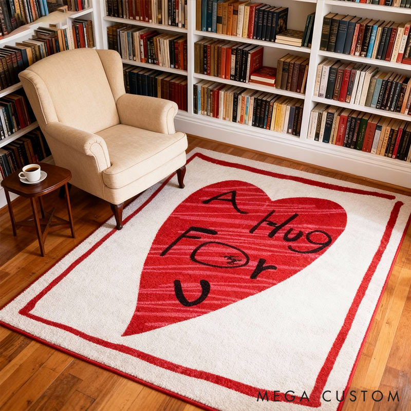 Personalized A Hug for You Rugs with Name Home Decoration for Husband Wife Christmas Gift Rugs for Couple Couple Anniversary Gift