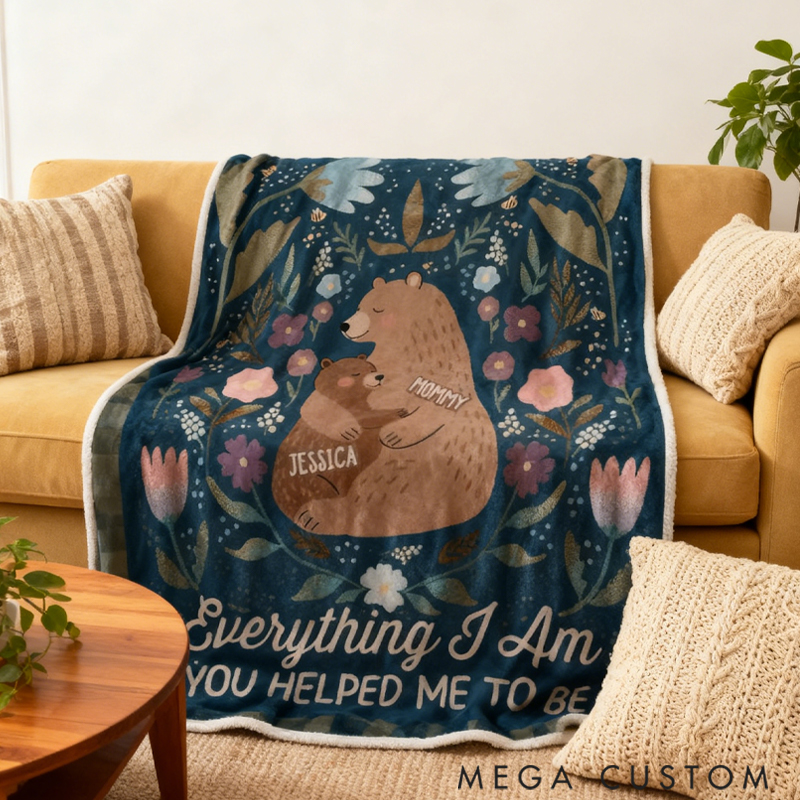 Personalized Her Love is Infinite Lovely Bear Mama and Baby for Mother's Day Gift for Mom Grandma