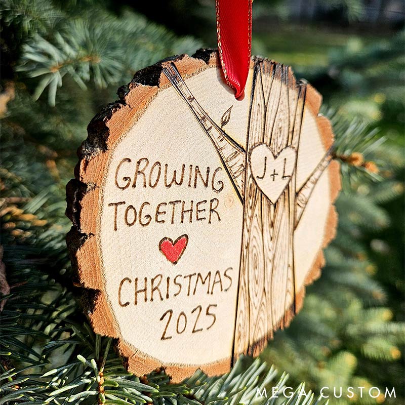 Personalized 5th Anniversary Wooden Ornament Growing Together Wood Anniversary Gift for Couples Husband Wife Christmas Gift for Couple