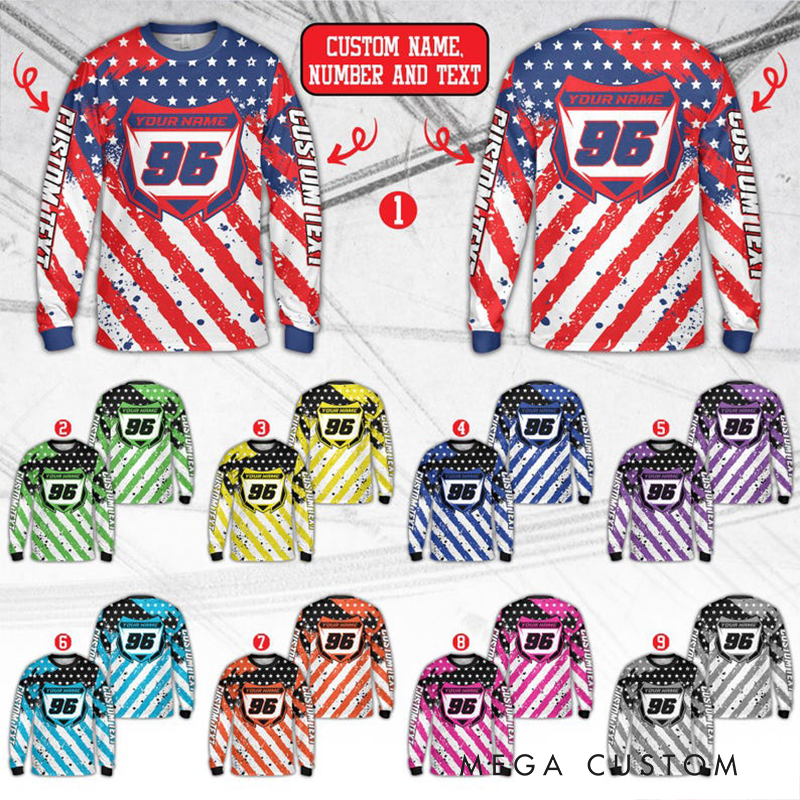 Personalized Dirt Bike Long Sleeve Shirt Custom Name Motocross BMX Shirt Gift for Motocross Riders