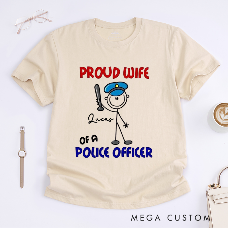 Personalized Police Proud Wife of a Police Officer Design Gift for Wife Police Officer T-Shirt