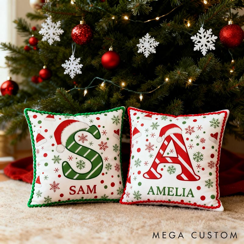 Personalized Christmas Custom Letter Pillow Holiday Gift for Girl Friend for Boy Friend Christmas Gift for Wife Husband Home Pillow for Couple