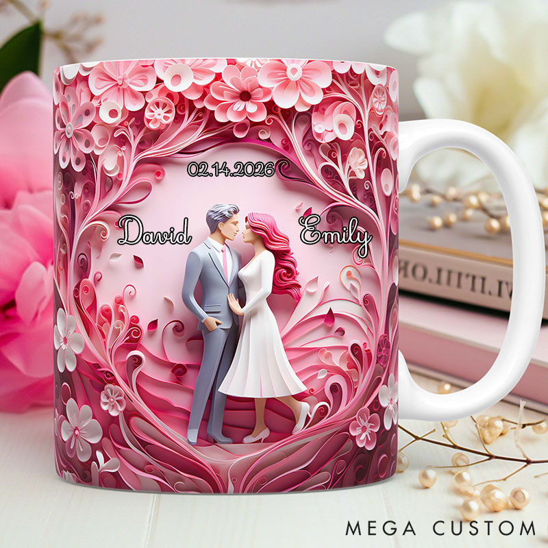 Personalized Couple Valentine's Mug Wedding Anniversary Mug for Wife Girlfriend