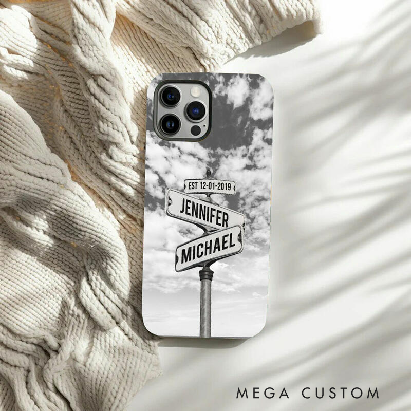 Personalized Street Sign Racing Phone Case Custom Name and Date Gift for Car Lovers and Motorsport Fans