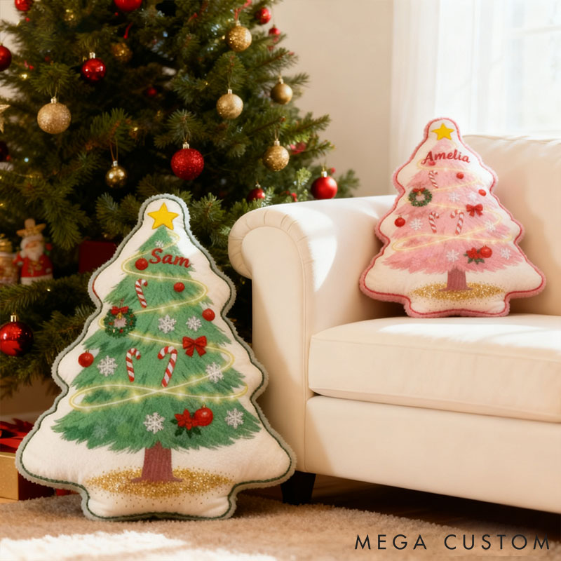 Personalized Christmas Tree Pillow for Girl Friend with Name Couple Valentine's Day Gift for Girl Christmas Gift for Girlfriend Wife 