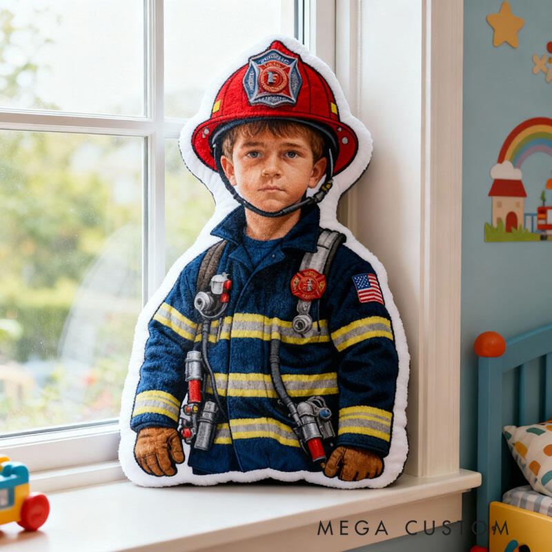 Personalized Firefighter Photo Pillow Personalized Face Shaped Cushion Gift for for Firefighters Graphic 3D Print Pillow 