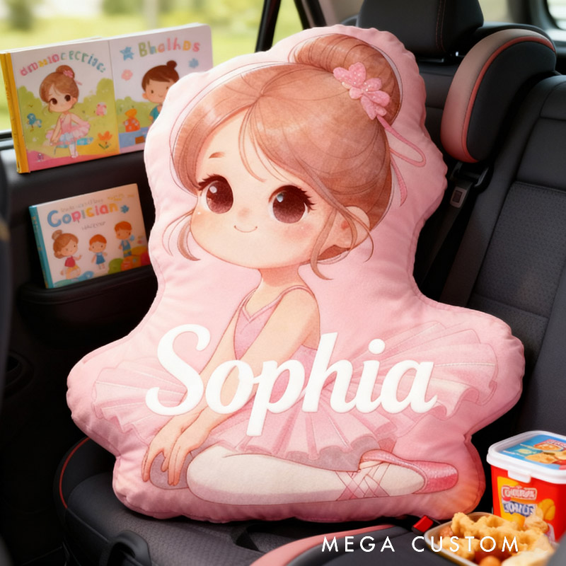 Personalized Ballet Dancer Girl Pillow with Your Name Soft Stuffed Toy for Kids Unique Decorative Cushion for Girls' Room