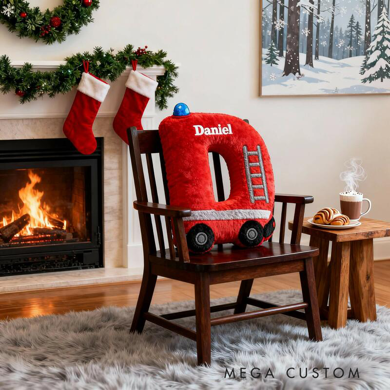 Personalized Fire Truck Letter Pillows Customizable with Names Fun Gifts