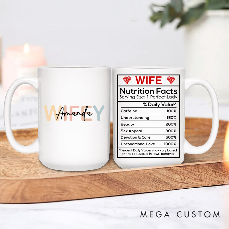 Personalized Wife Nutrition Facts Mug The Perfect Recipe for Love Custom Wife Mug Valentines Gifts for Wife Anniversary Gifts for Her