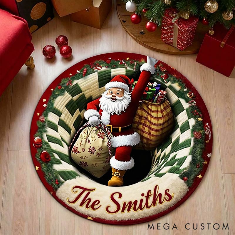 Personalized Christmas 3D Printing Santa Rugs with Name Home Decoration for Husband Wife Christmas Gift for Couple Couple Holiday Gift