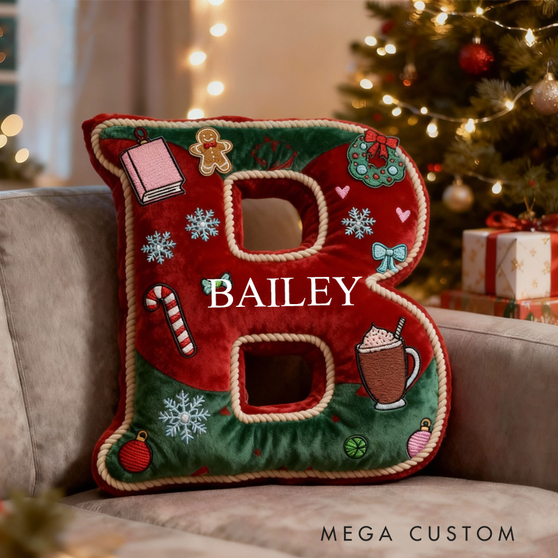 Personalized Books Alphabet Throw Pillow Retro Book Letter Pillow with Name Bookish Initial Reader Pillow for Kids Boys Girl Book Lover Christmas Gift